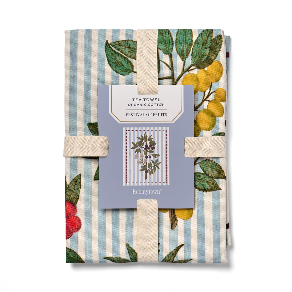 Organic Cotton Tea Towel - Festival of Fruits – Roomytown UK