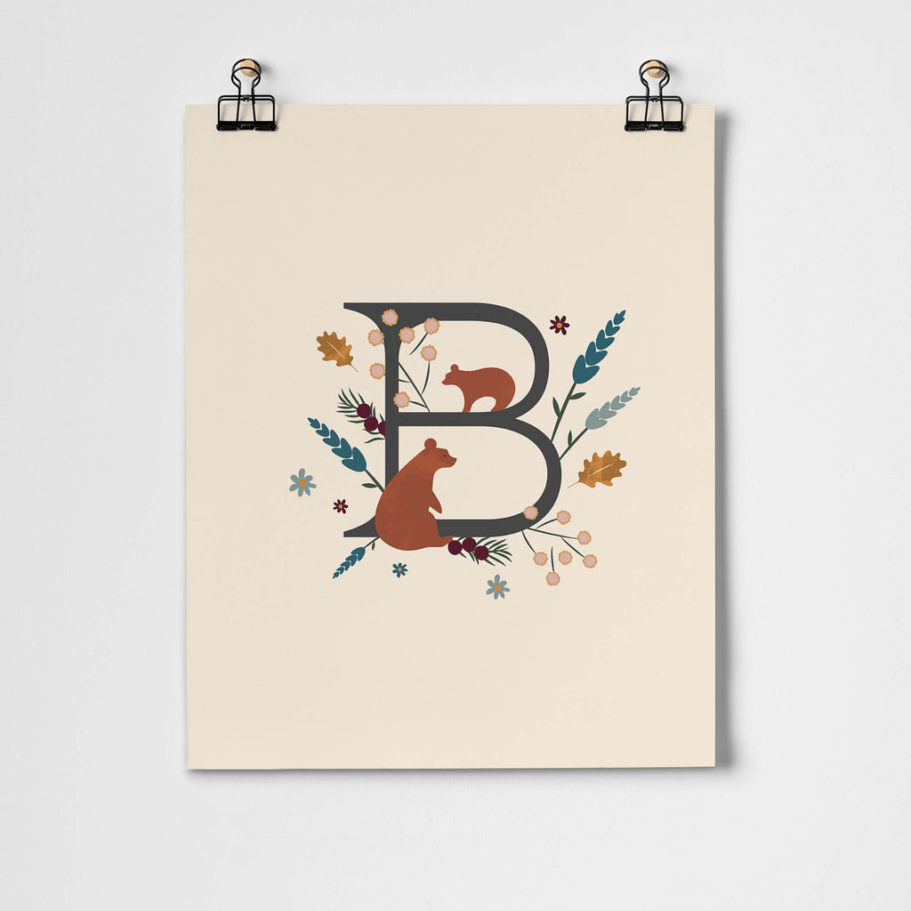 Initial Letter 'B' Woodlands Fine Art Print – Roomytown