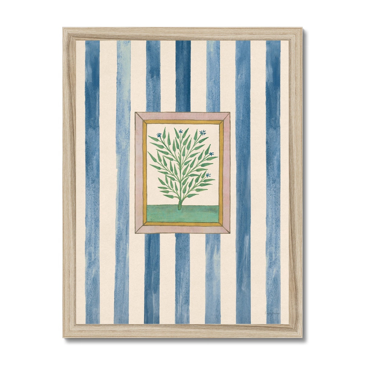 Book of Herbs Blue Stripe  Fine Art Print