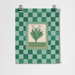 Book of Herbs Green Check Fine Art Print