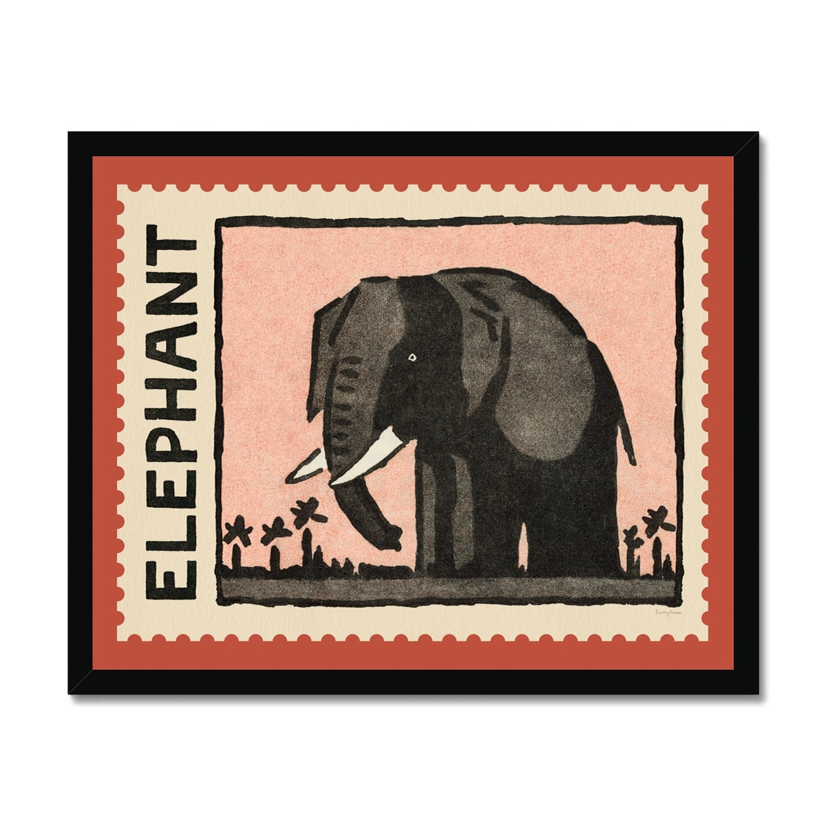Elephant Vintage Postage Stamp Fine Art Print