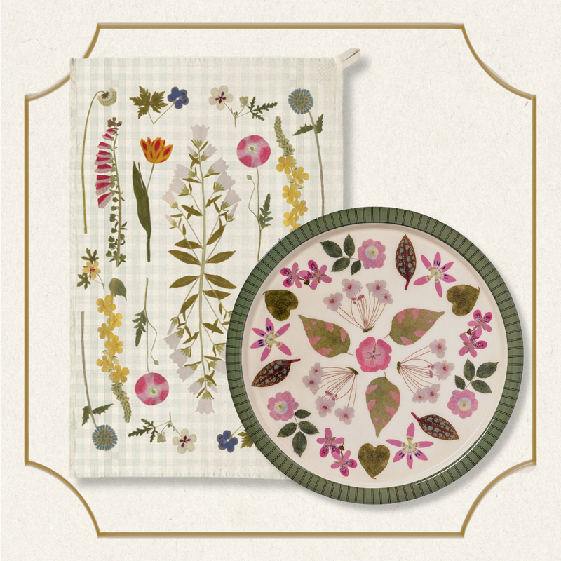 The Living Herbarium Tea Towel & Serving Tray Gift Set