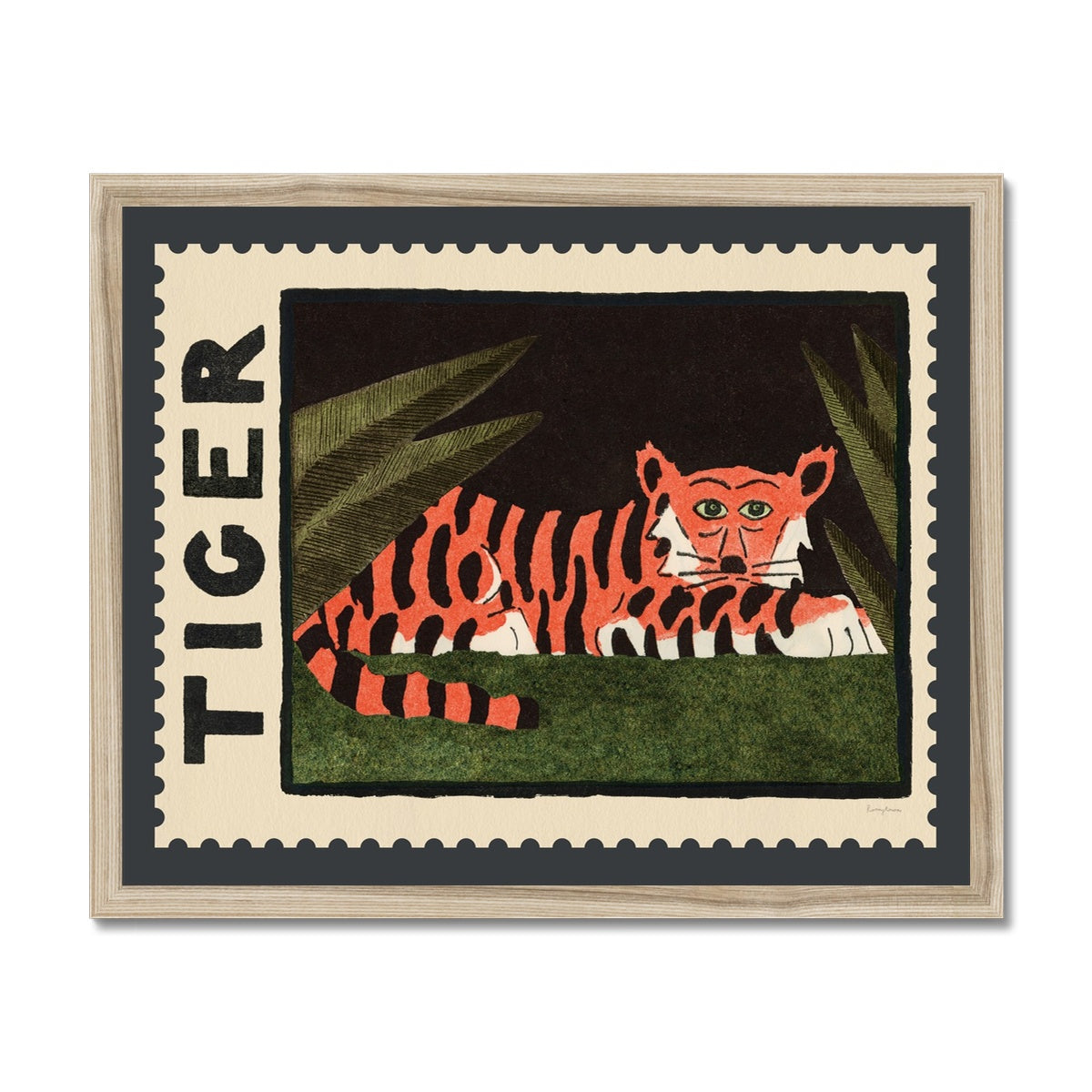 Tiger Vintage Postage Stamp Fine Art Print