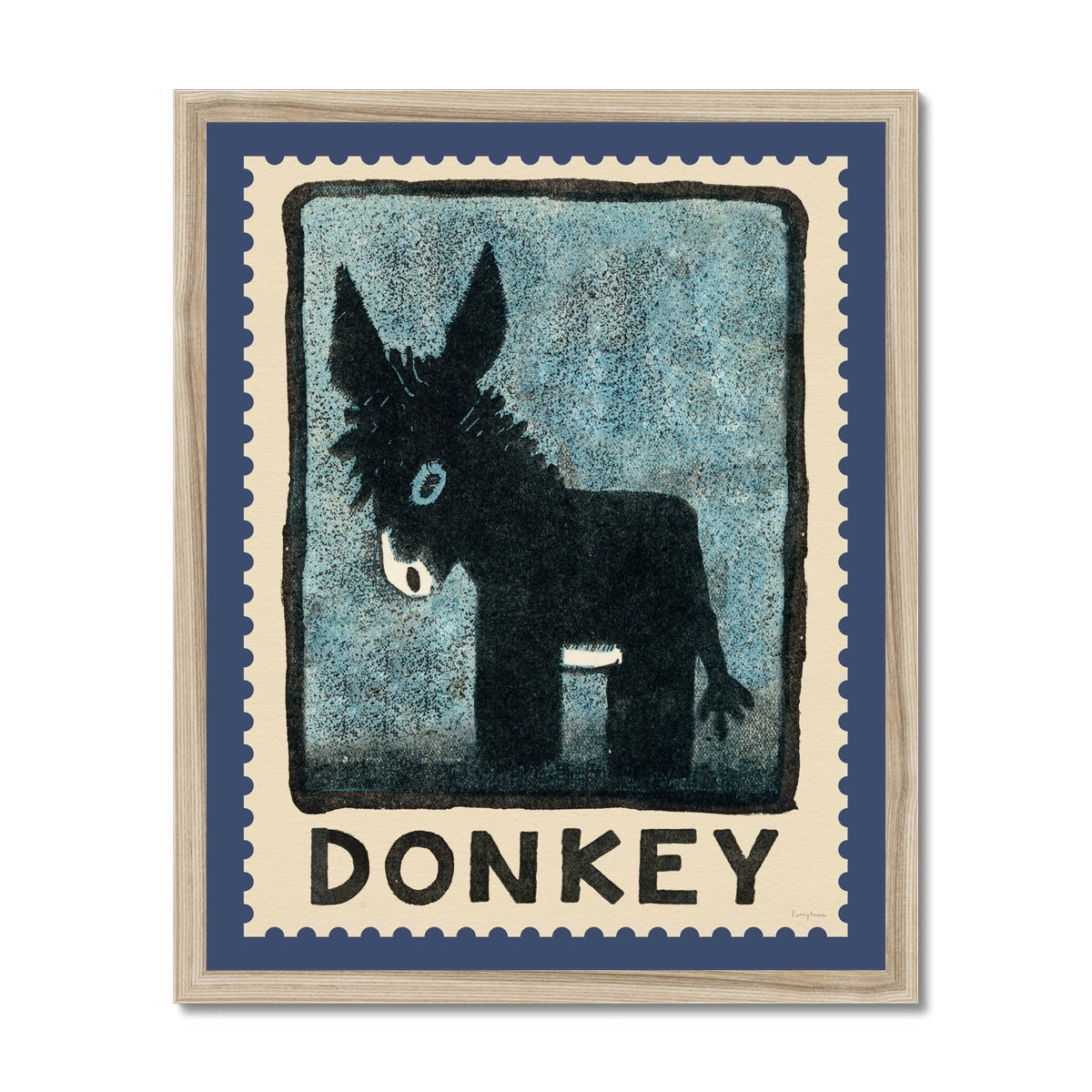 Donkey Vintage Postage Stamp  Fine Art Print