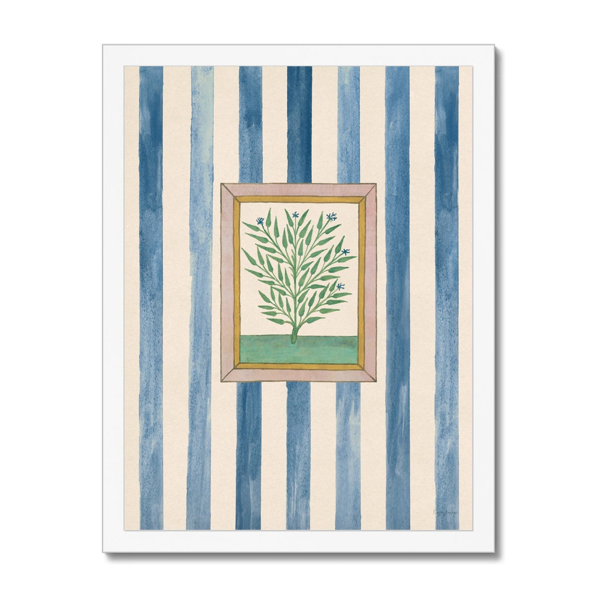 Book of Herbs Blue Stripe  Fine Art Print