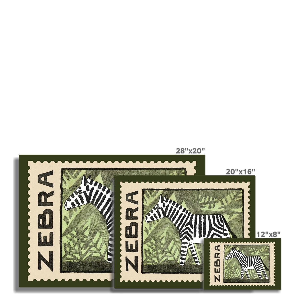 Zebra Vintage Postage Stamp  Fine Art Print