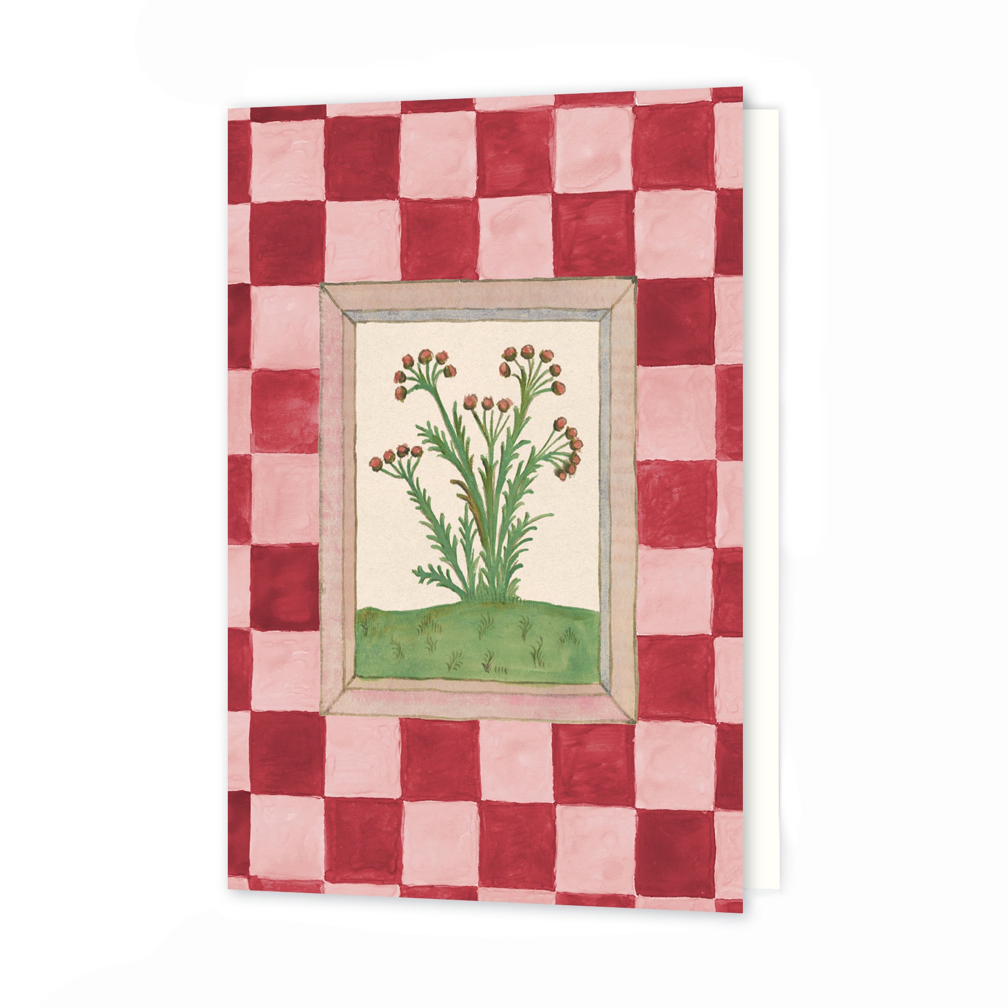 Greetings Card - Book of Herbs - Pink Check