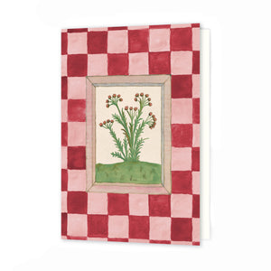 Greetings Card - Book of Herbs - Pink Check
