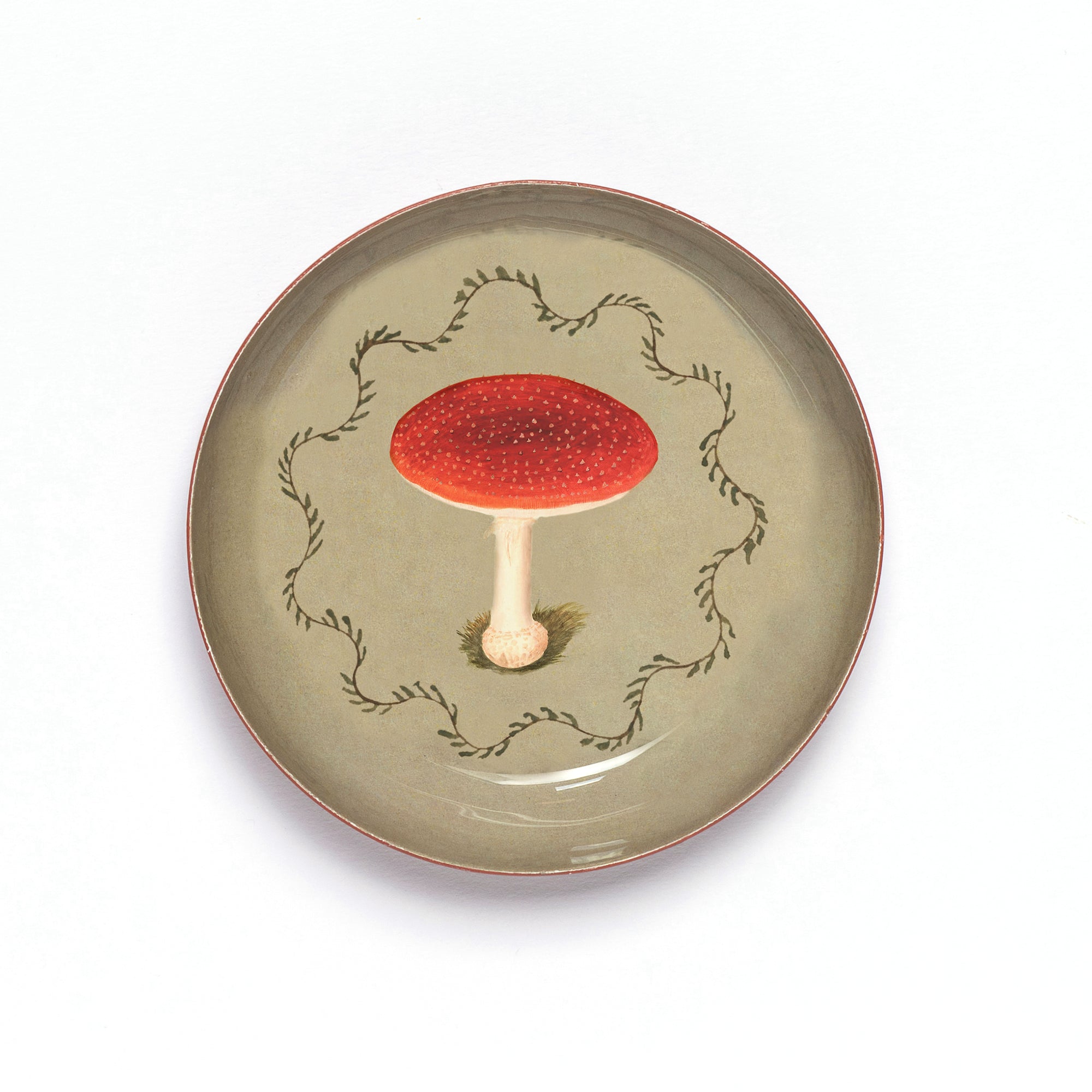 Enamel Printed Tray - Mushroom