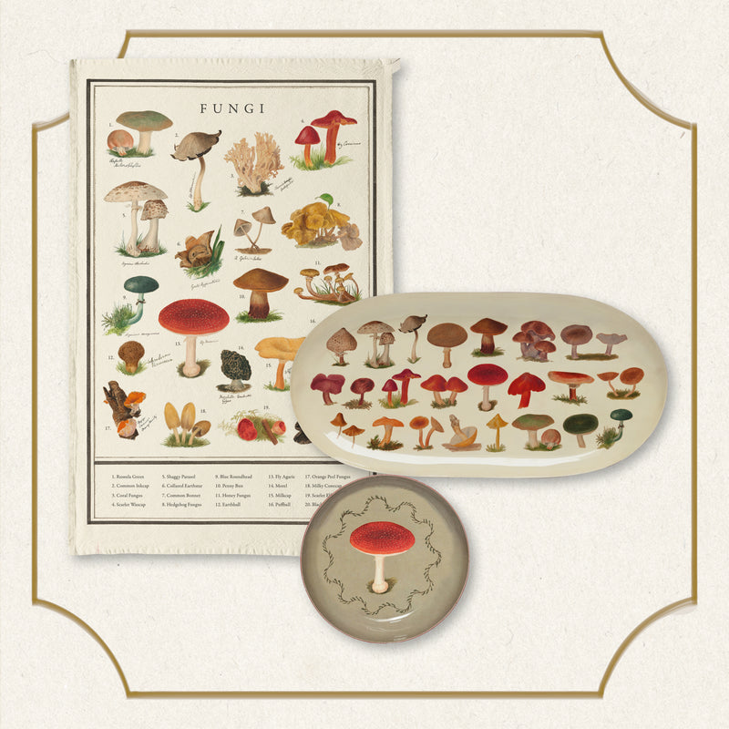 Fungi Enamel Tray & Tea Towel Gift Set