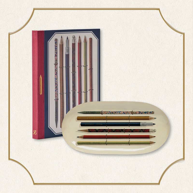 Vintage Pencils Journal & Enamel Tray Gift Set