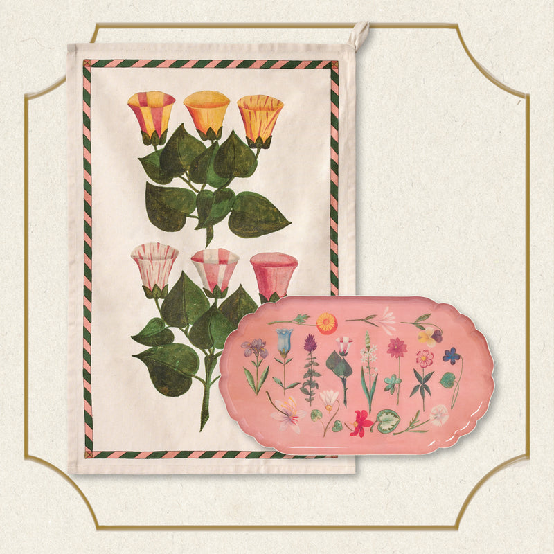 Festival of Flowers Enamel Tray & Tea Towel Gift Set