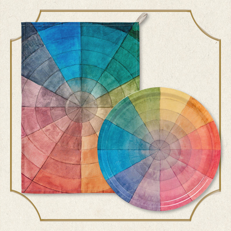 Vintage Colour Wheel Enamel Tray + Tea Towel Set