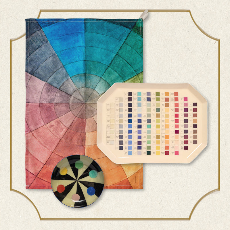 Vintage Colour Theory Enamel Tray & Tea Towel Set