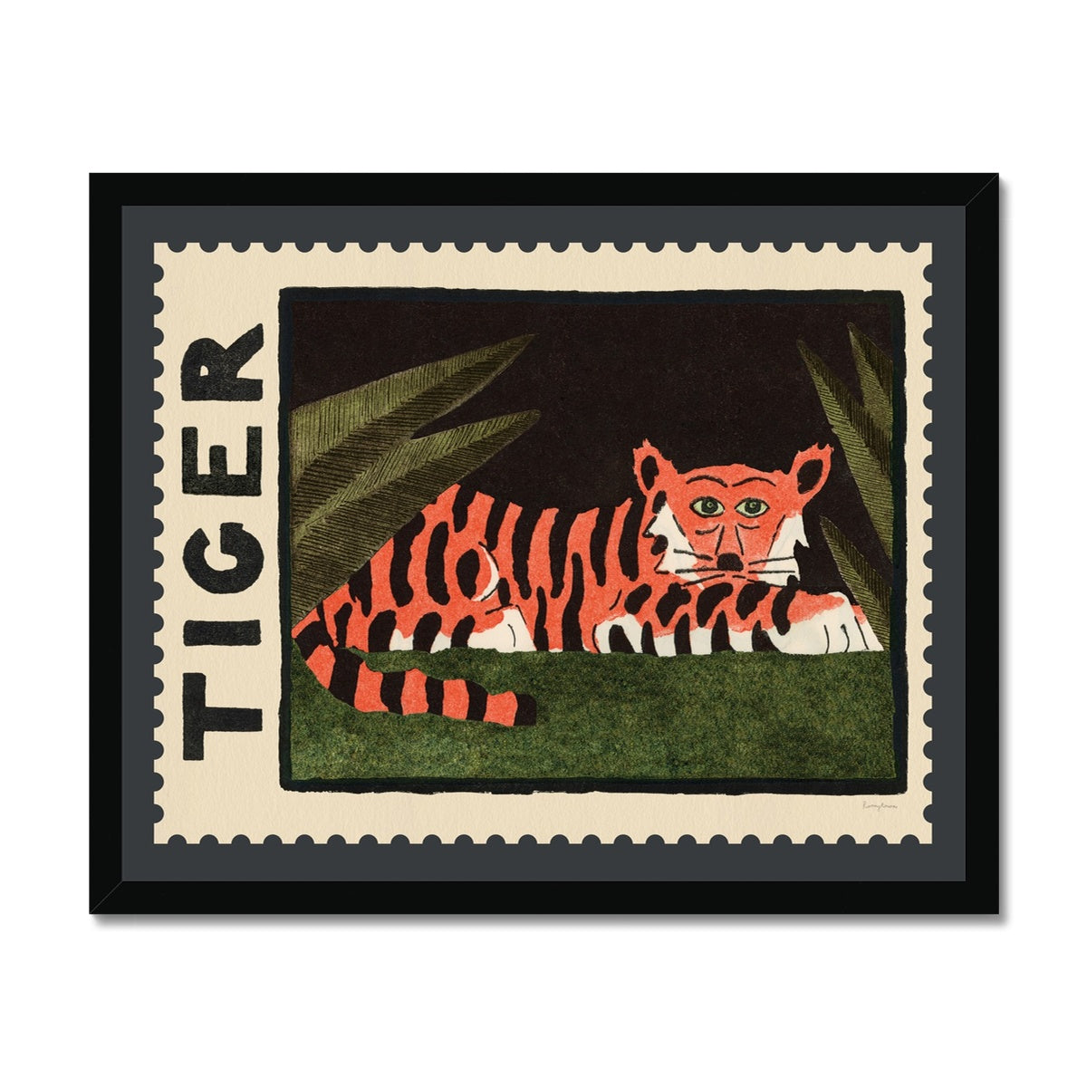 Tiger Vintage Postage Stamp Fine Art Print