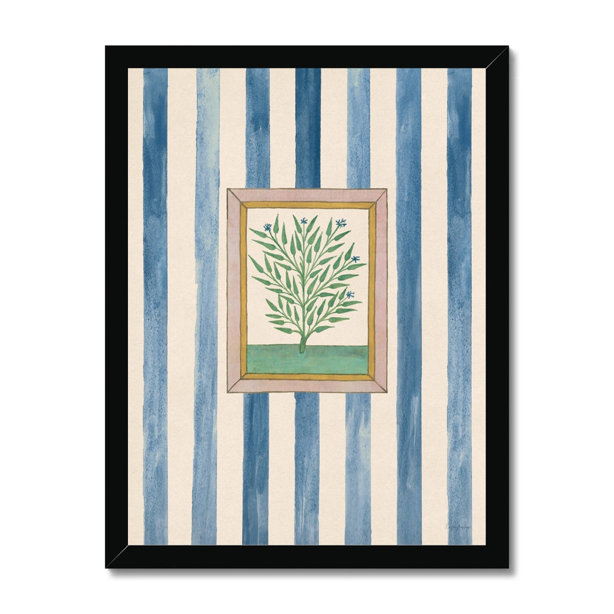 Book of Herbs Blue Stripe  Fine Art Print