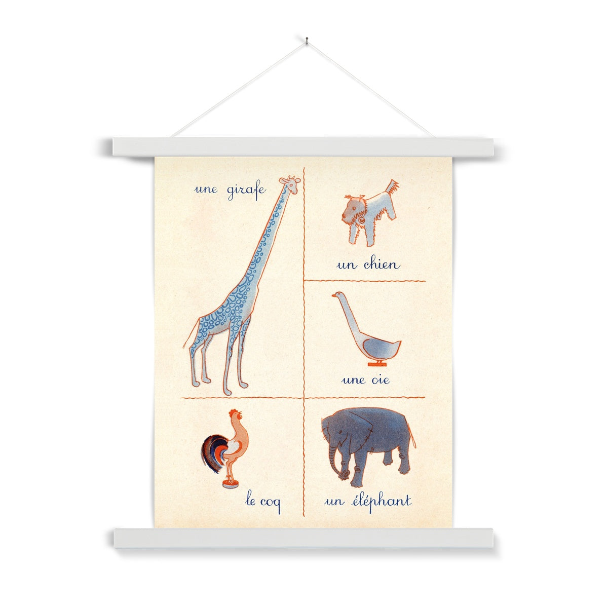 French First Words Animals Fine Art Print with Hanger