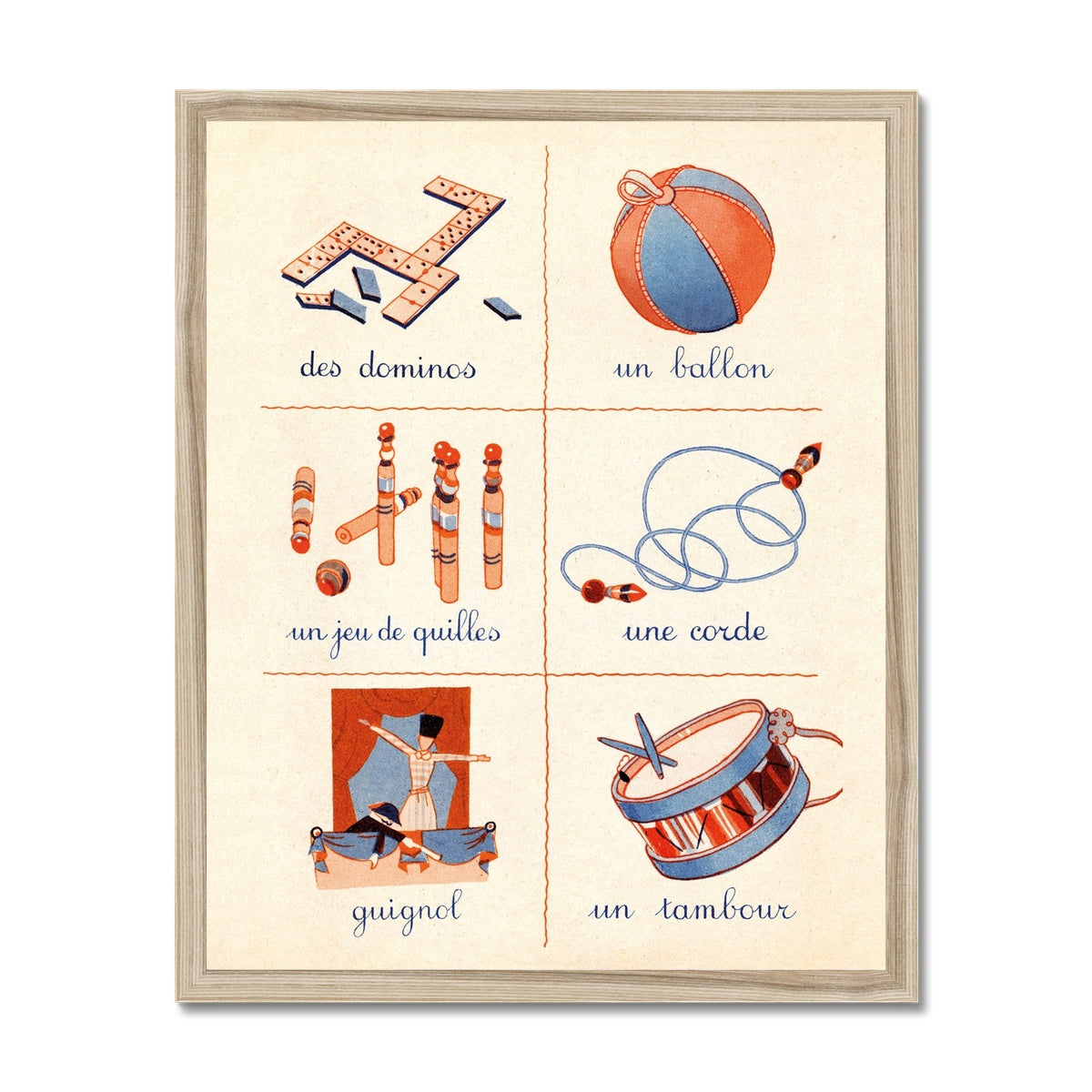 French First Words Toys & Games Framed Fine Art Print