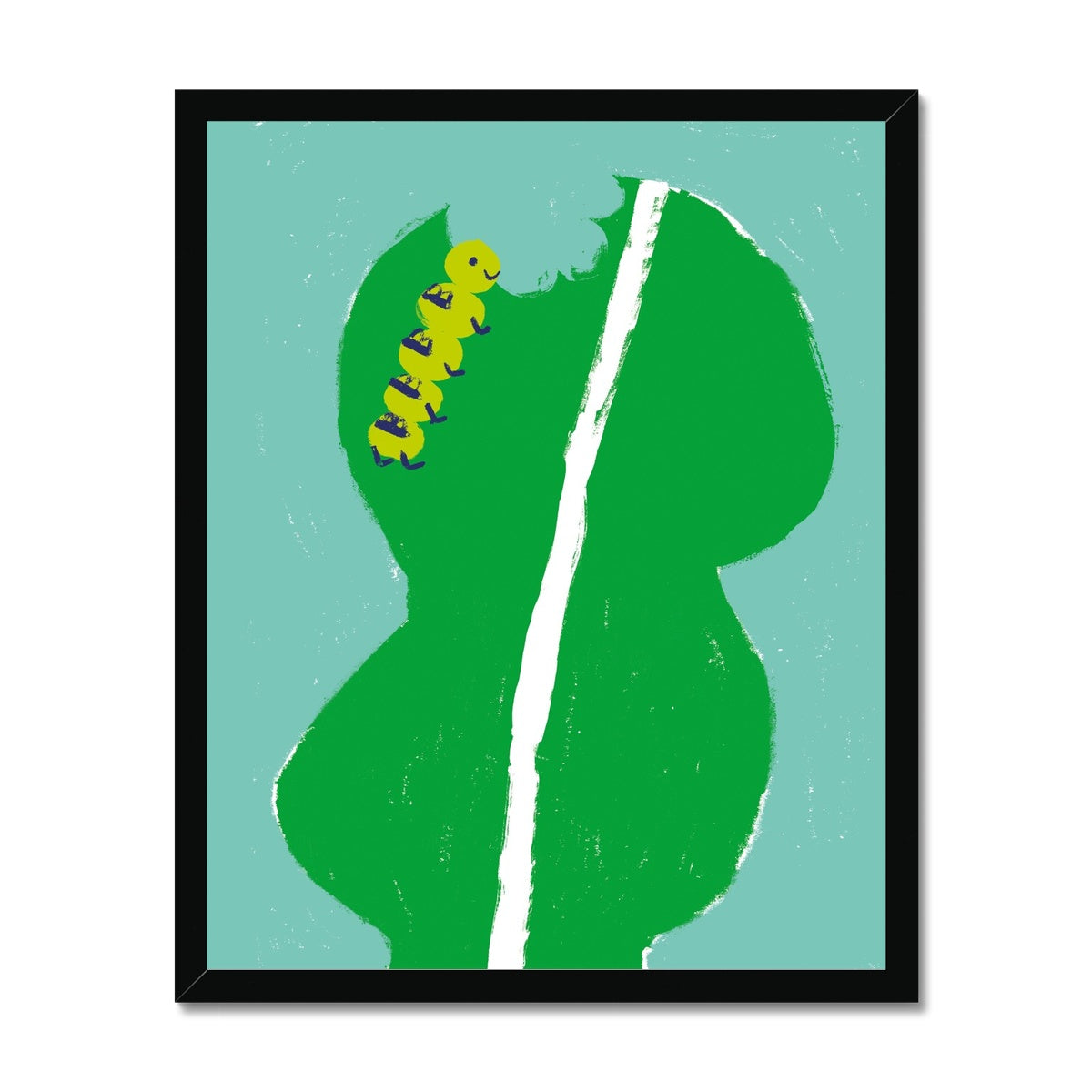 Caterpillar Munching on Leaf Framed Fine Art Print | Cara Rooney