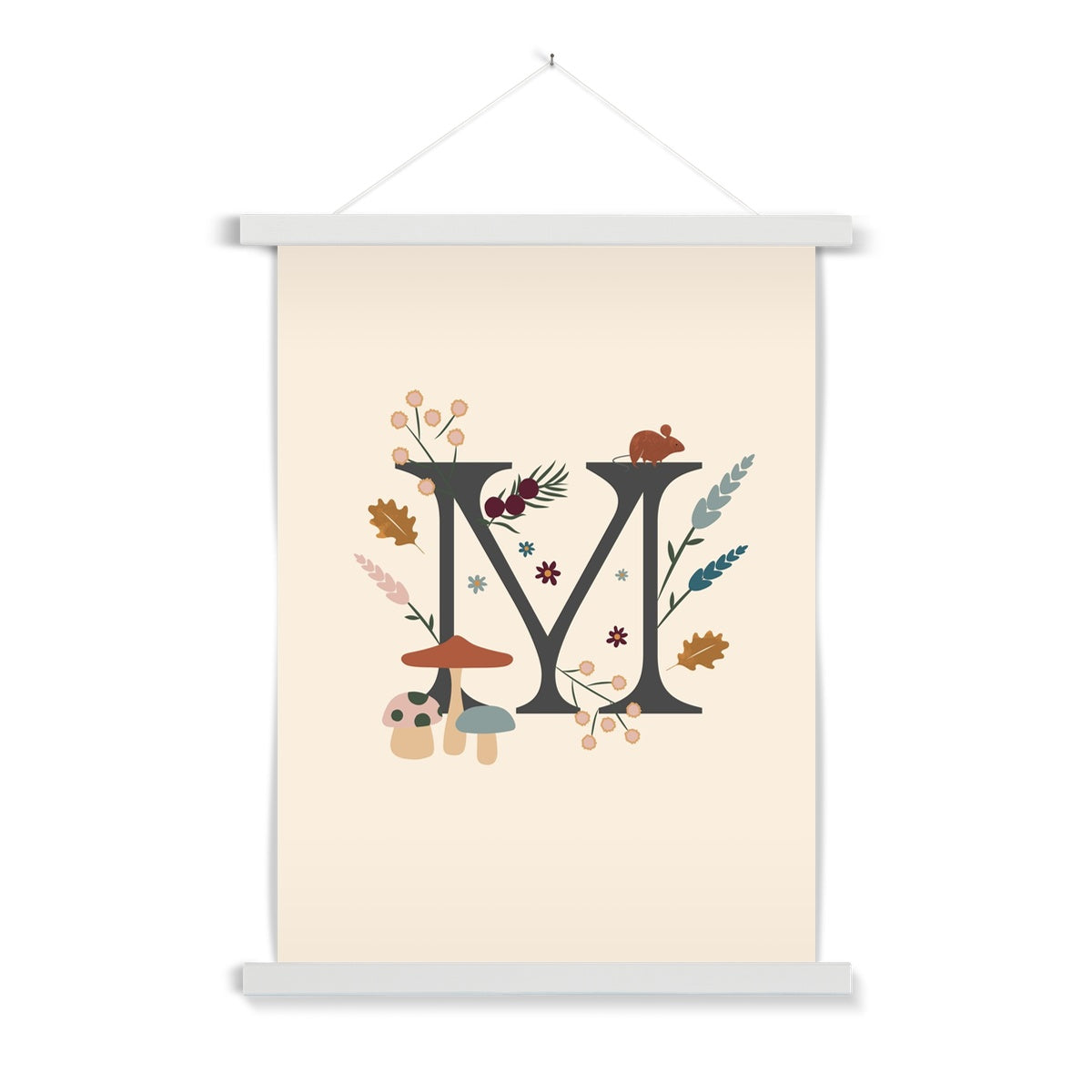 Initial Letter 'M' Woodlands Fine Art Print with Hanger