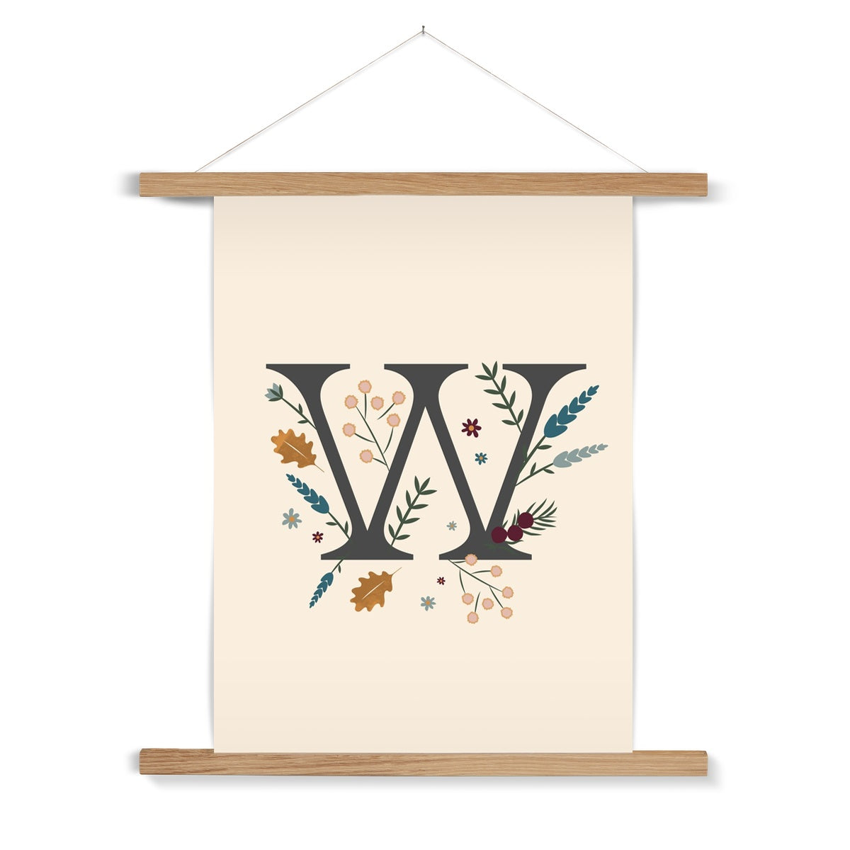 Initial Letter 'W' Woodlands Fine Art Print with Hanger