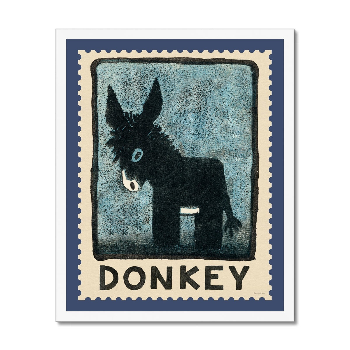 Donkey Vintage Postage Stamp Framed Fine Art Print