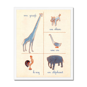 French First Words Animals Framed Fine Art Print
