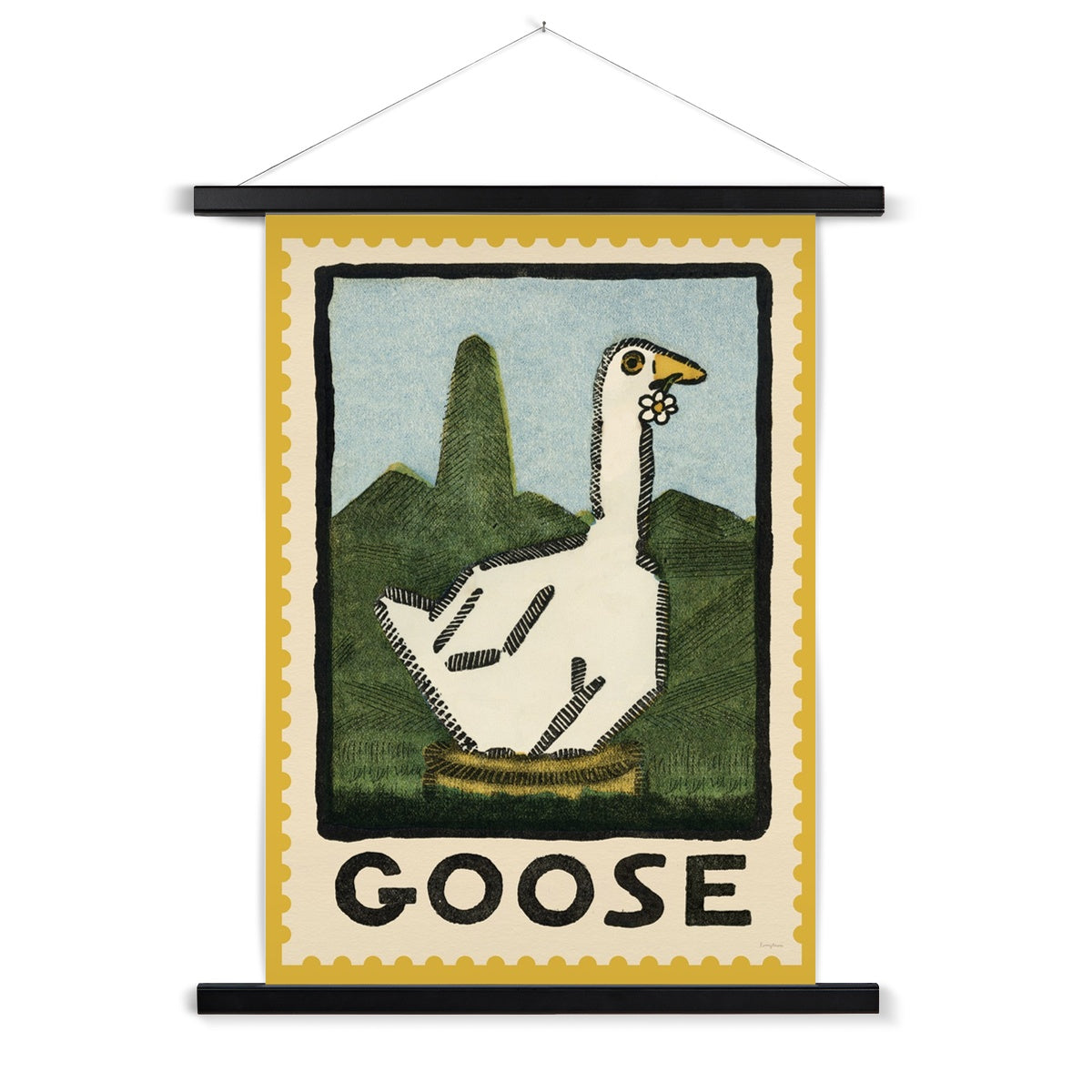 Goose Vintage Postage Stamp Fine Art Print with Hanger