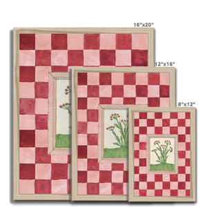 Book of Herbs Pink Check Framed Fine Art Print