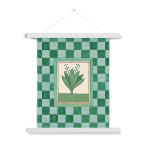 Book of Herbs Green Check Fine Art Print with Hanger