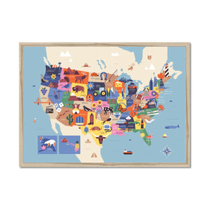 Map of the USA Framed Fine Art Print | Sol Linero