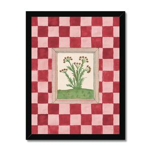 Book of Herbs Pink Check Framed Fine Art Print