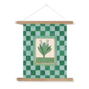 Book of Herbs Green Check Fine Art Print with Hanger