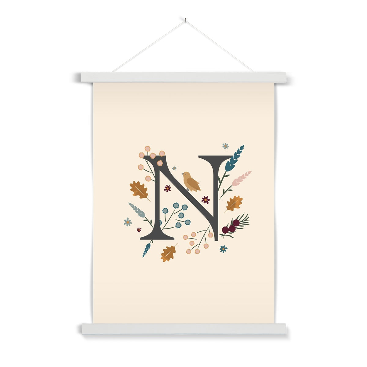 Initial Letter 'N' Woodlands Fine Art Print with Hanger