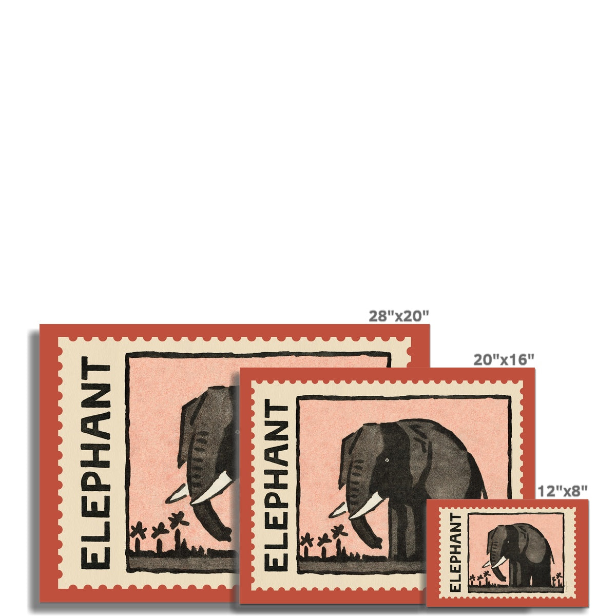 Elephant Vintage Postage Stamp Fine Art Print