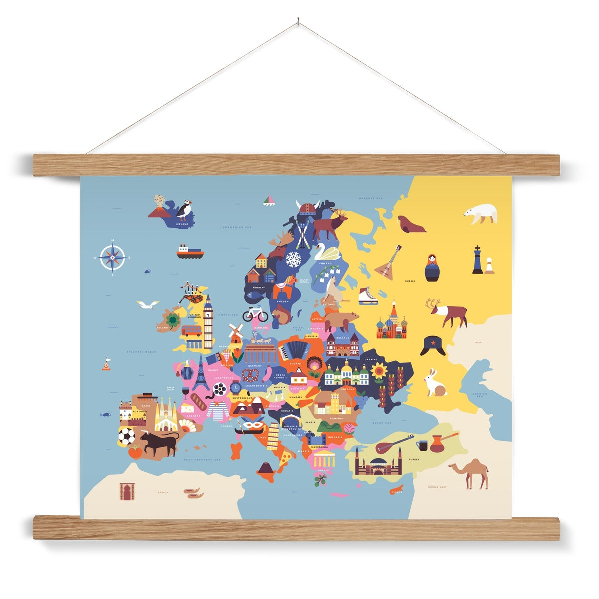 Map of Europe Fine Art Print with Hanger | Sol Linero