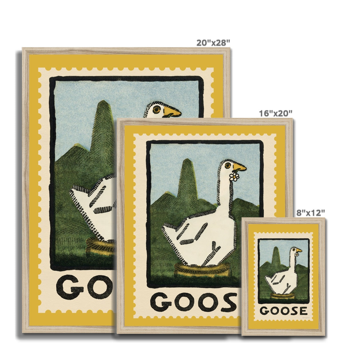 Goose Vintage Postage Stamp Framed Fine Art Print