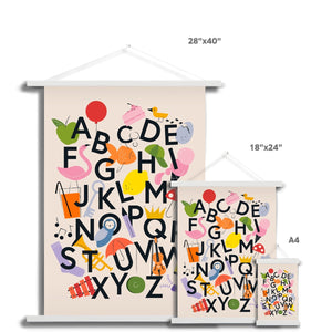 Favourite Things Alphabet Fine Art Print with Hanger