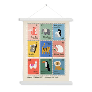 Animal Postage Stamps Fine Art Print with Hanger