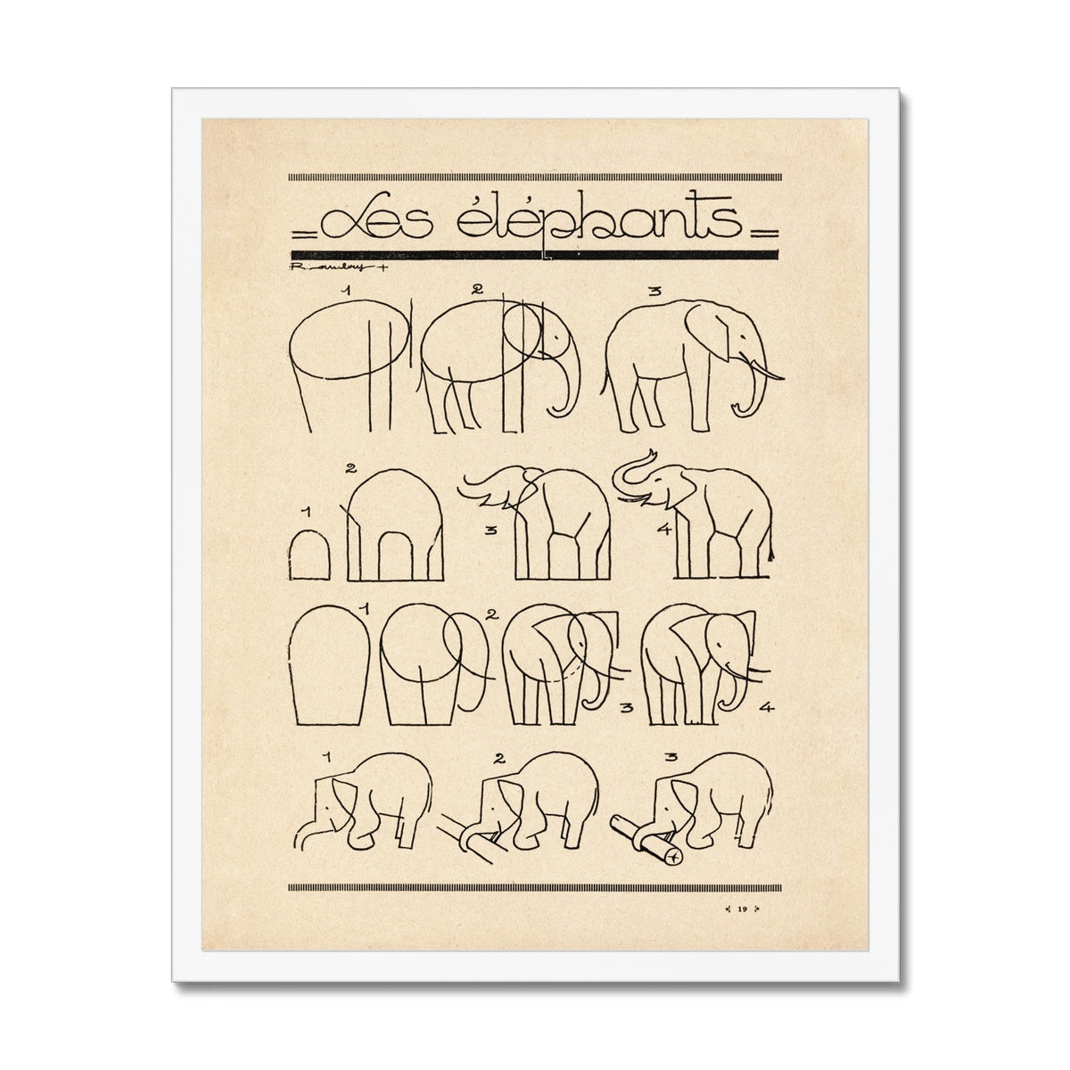 Les Elephants Framed Fine Art Print