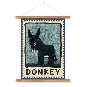 Donkey Vintage Postage Stamp Fine Art Print with Hanger