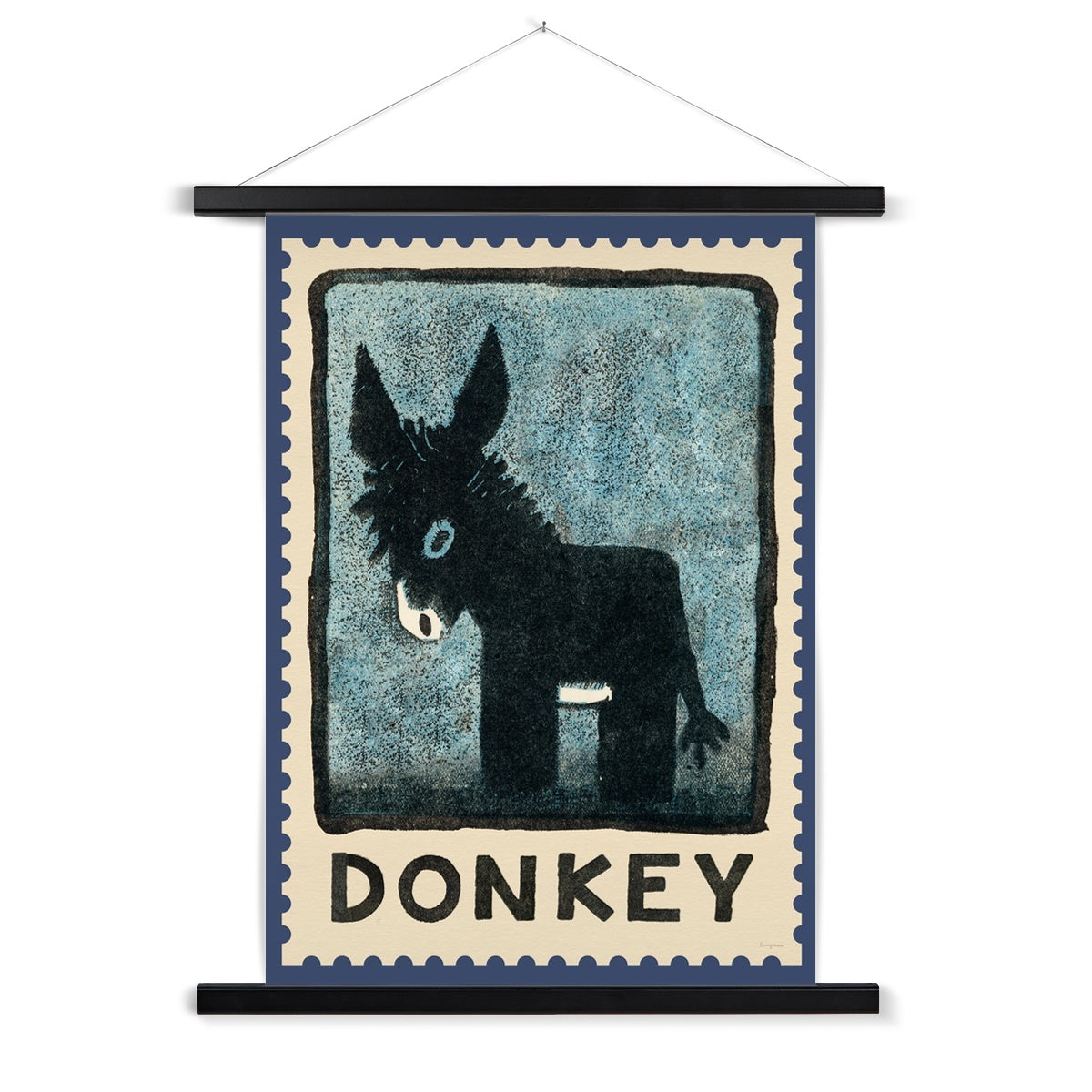 Donkey Vintage Postage Stamp Fine Art Print with Hanger
