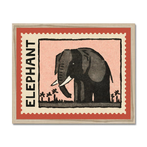 Elephant Vintage Postage Stamp Framed Fine Art Print