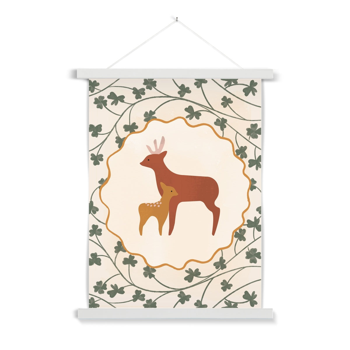 Deer With Fawn Fine Art Print with Hanger