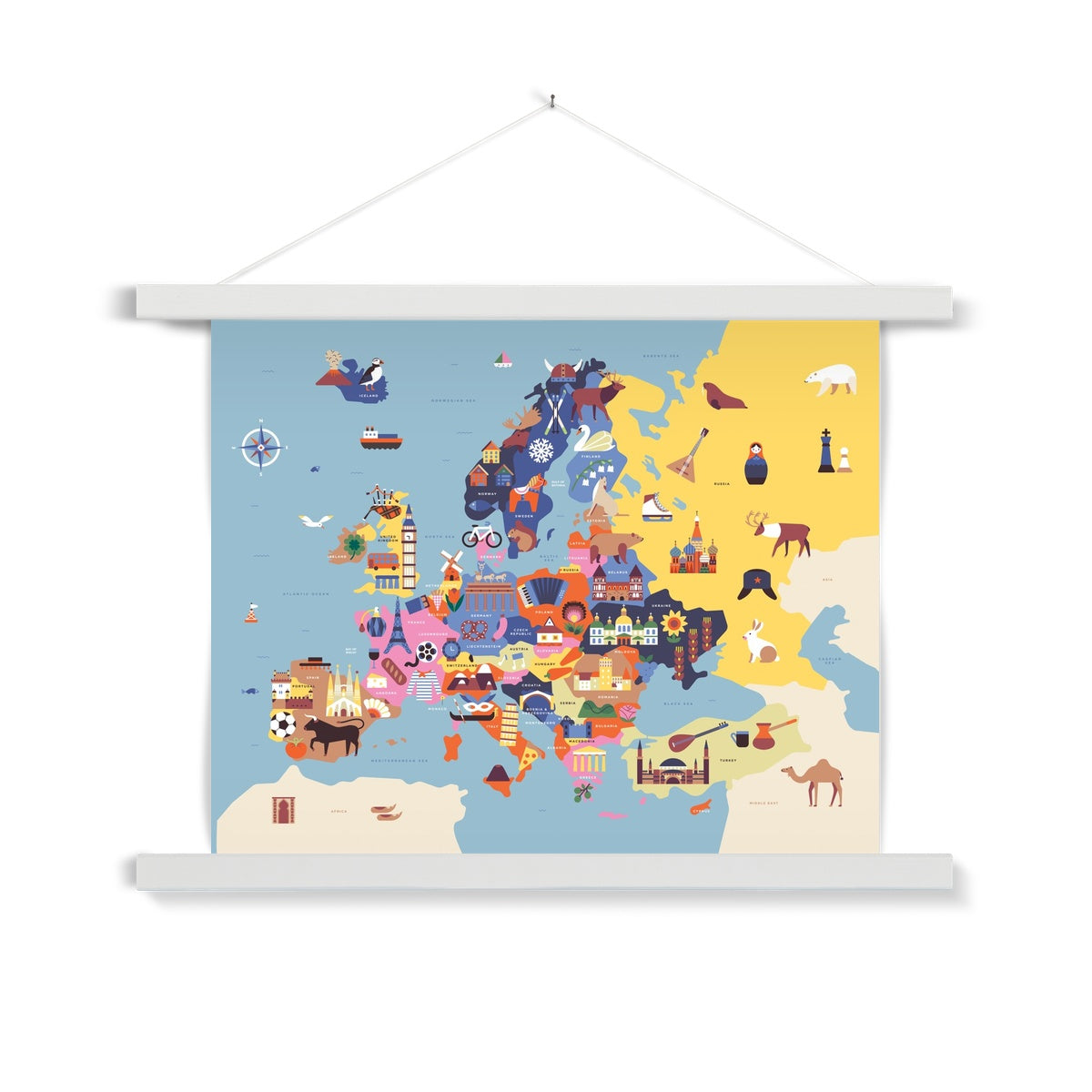 Map of Europe Fine Art Print with Hanger | Sol Linero