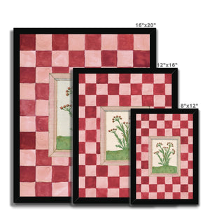 Book of Herbs Pink Check Framed Fine Art Print