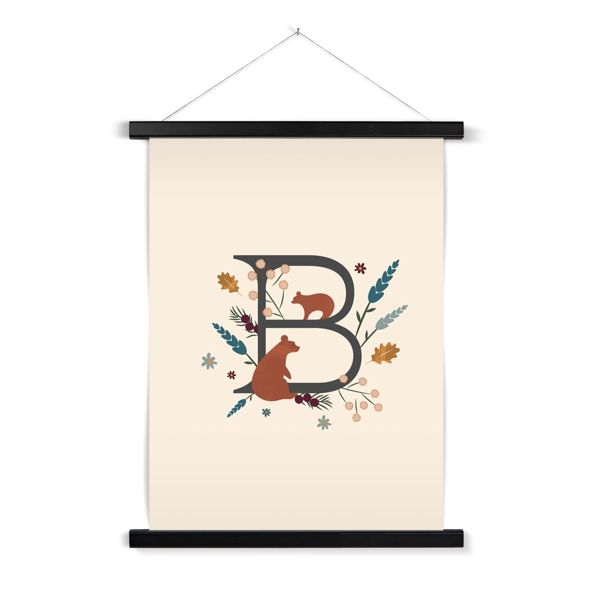 Initial Letter 'B' Woodlands Fine Art Print with Hanger