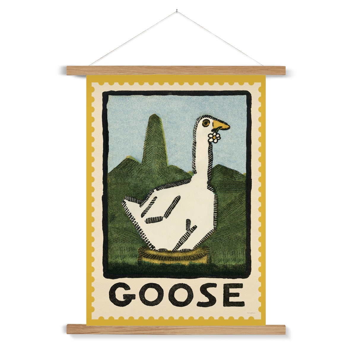 Goose Vintage Postage Stamp Fine Art Print with Hanger