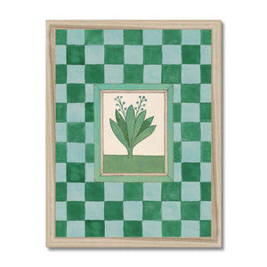 Book of Herbs Green Check Framed Fine Art Print
