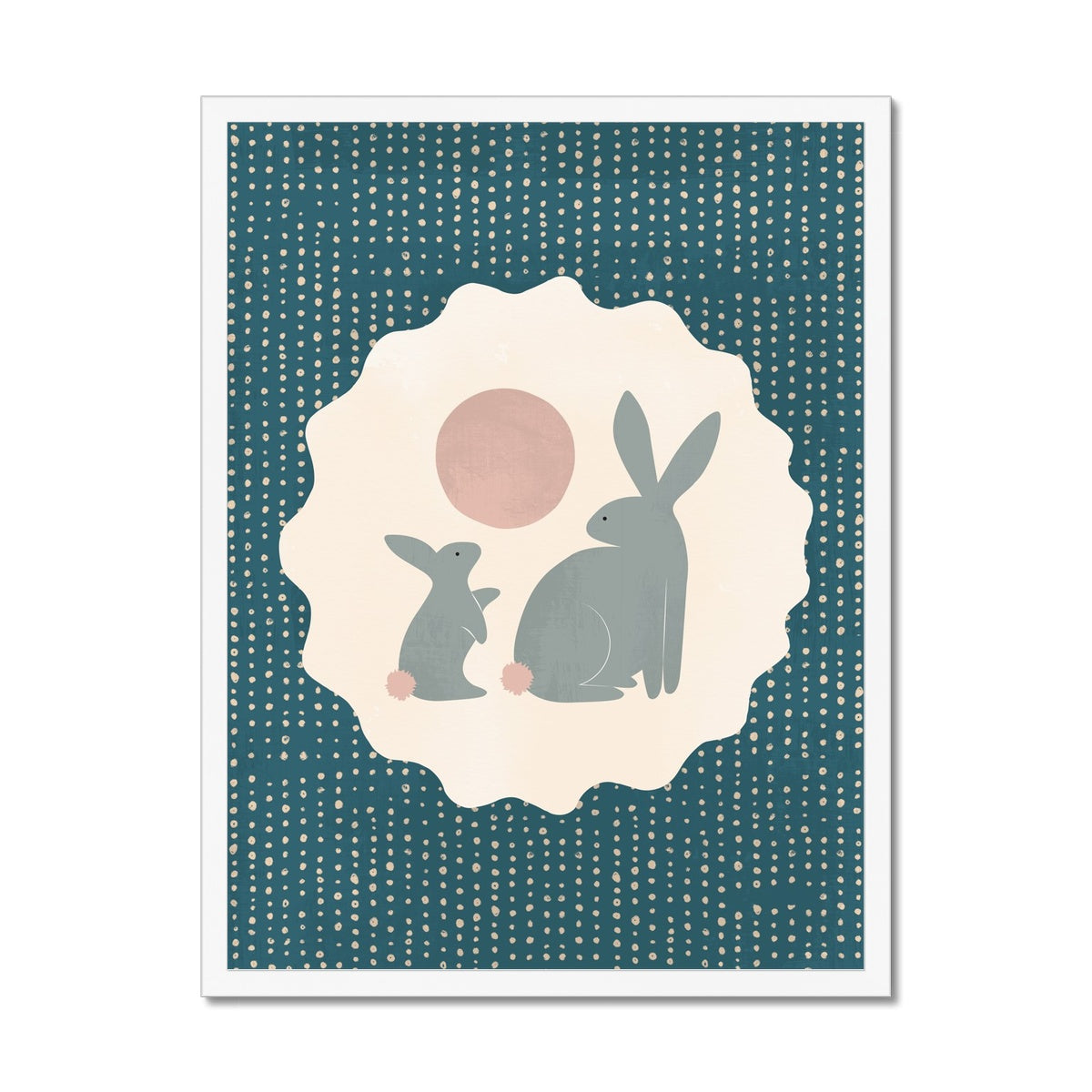 Rabbit With Baby Framed Fine Art Print